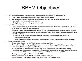 RBFM Objectives