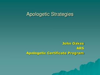 Apologetic Strategies