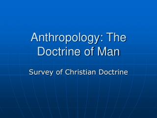 Anthropology: The Doctrine of Man