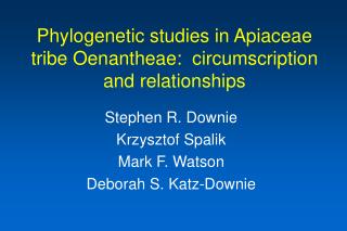 Phylogenetic studies in Apiaceae tribe Oenantheae: circumscription and relationships