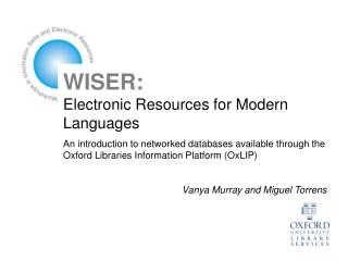 WISER: Electronic Resources for Modern Languages