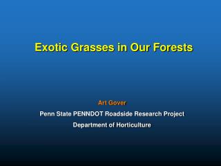 Exotic Grasses in Our Forests