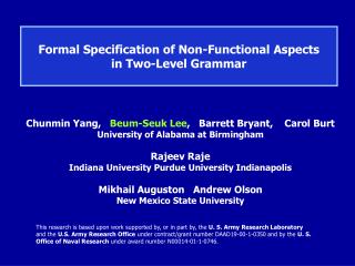 Formal Specification of Non-Functional Aspects in Two-Level Grammar