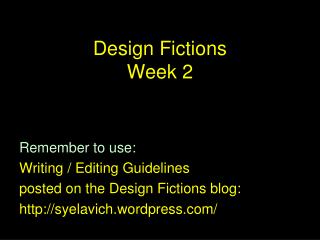 Design Fictions Week 2