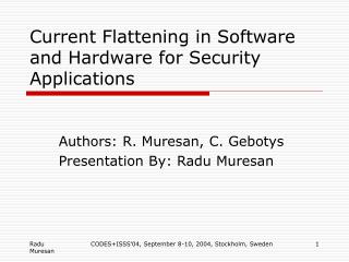 Current Flattening in Software and Hardware for Security Applications