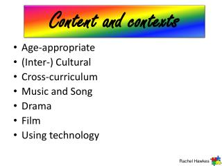 Age-appropriate (Inter-) Cultural Cross-curriculum Music and Song Drama Film Using technology