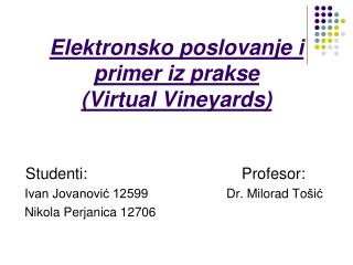 Elektronsko poslovanje i primer iz prakse (Virtual Vineyards)