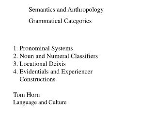Grammatical Categories