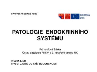 PATOLOGIE ENDOKRINNÍHO SYSTÉMU Frühaufová Šárka Ústav patologie FNKV a 3. lékařské fakulty UK