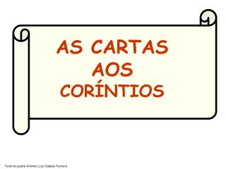 AS CARTAS AOS CORÍNTIOS