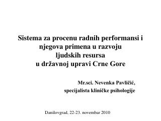 Mr.sci. Nevenka Pavličić, specijalista kliničke psihologije