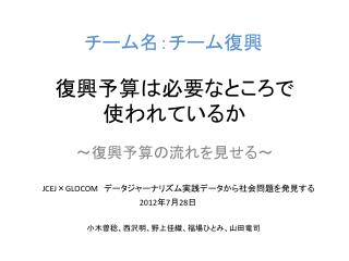 復興予算は必要なところで 使われて いるか