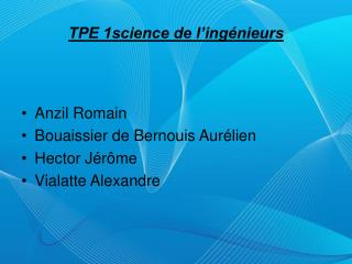 TPE 1science de l’ingénieurs