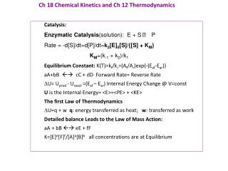 Ch 18 Chemical Kinetics and Ch 12 Thermodynamics