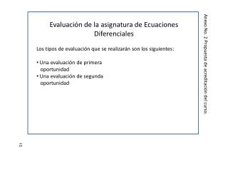 Evaluación de la asignatura de Ecuaciones Diferenciales