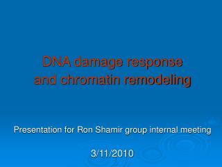 DNA damage response and chromatin remodeling Presentation for Ron Shamir group internal meeting