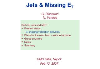 Jets &amp; Missing E T