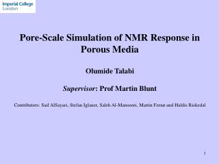 Pore-Scale Simulation of NMR Response in Porous Media Olumide Talabi