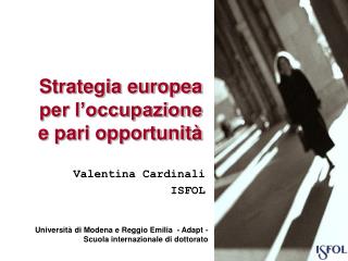 Strategia europea per l’occupazione e pari opportunità