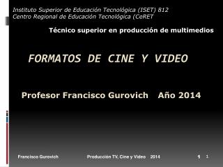 FORMATOS DE CINE Y VIDEO Profesor Francisco Gurovich	 Año 2014