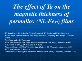 The effect of Ta on the magnetic thickness of permalloy (Ni 81 Fe 19 ) films