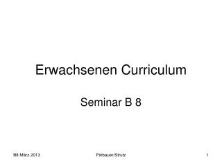 Erwachsenen Curriculum