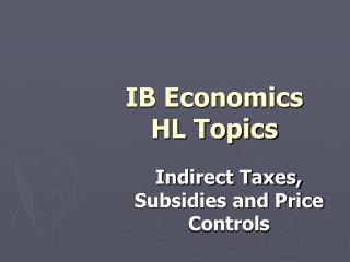 IB Economics HL Topics