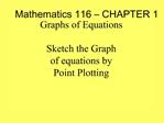 Mathematics 116 CHAPTER 1 Graphs of Equations Sketch the Graph of equations by Point Plotting