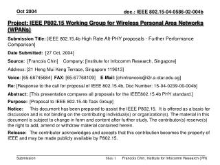 Project: IEEE P802.15 Working Group for Wireless Personal Area Networks (WPANs)