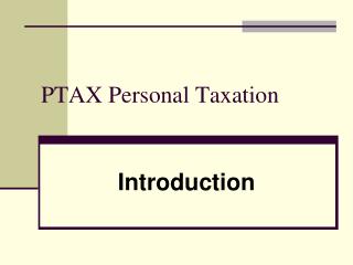 PTAX Personal Taxation