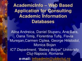 AcademicInfo – Web Based Application for Consulting Academic Information Databases