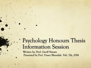 Psychology Honours Thesis Information Session