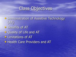 Class Objectives