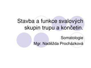 Stavba a funkce svalových skupin trupu a končetin.