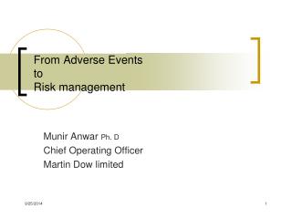 From Adverse Events to Risk management