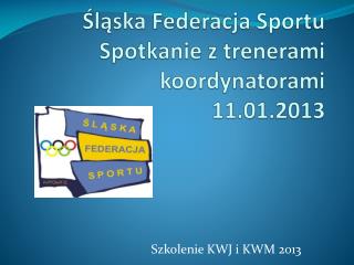 Śląska Federacja Sportu Spotkanie z trenerami koordynatorami 11.01.2013
