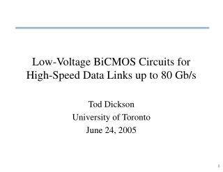 Low-Voltage BiCMOS Circuits for High-Speed Data Links up to 80 Gb/s