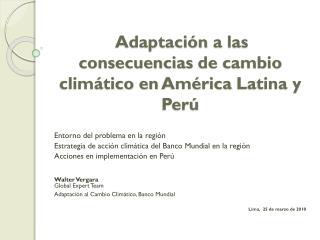Adaptación a las consecuencias de cambio climático en América Latina y Perú