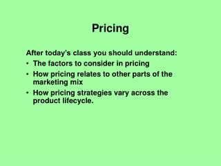 Pricing