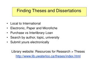 Finding Theses and Dissertations