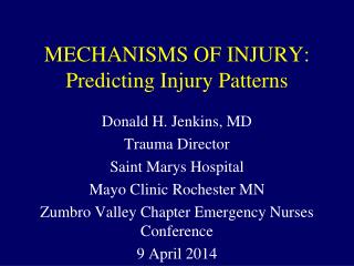 MECHANISMS OF INJURY: Predicting Injury Patterns