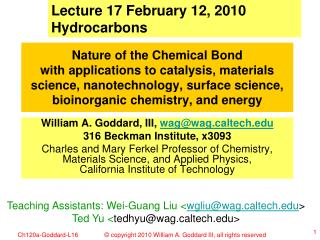 Lecture 17 February 12, 2010 Hydrocarbons