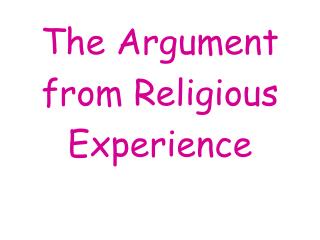 The Argument from Religious Experience