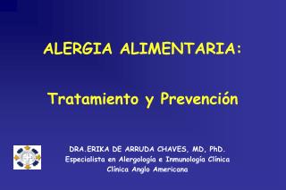 ALERGIA ALIMENTARIA: Tratamiento y Prevención