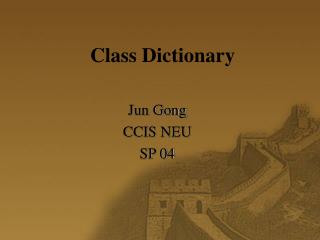 Class Dictionary