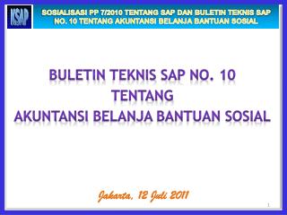 Buletin Teknis SAP NO. 10 TENTANG AKUNTANSI B ELANJA BANTUAN SOSIAL