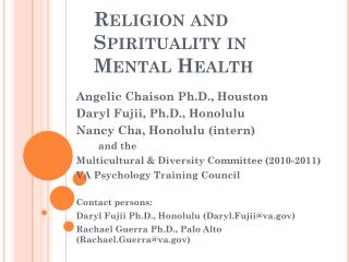 Religion and Spirituality in Mental Health