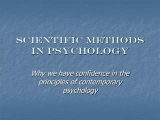 Scientific methods in psychology