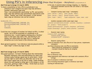 Using PSI’s in inferencing (Peter-Paul Kruijsen ~ Morpheus) p.kruijsen@mssm.nl