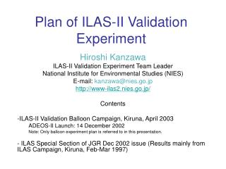 Plan of ILAS-II Validation Experiment